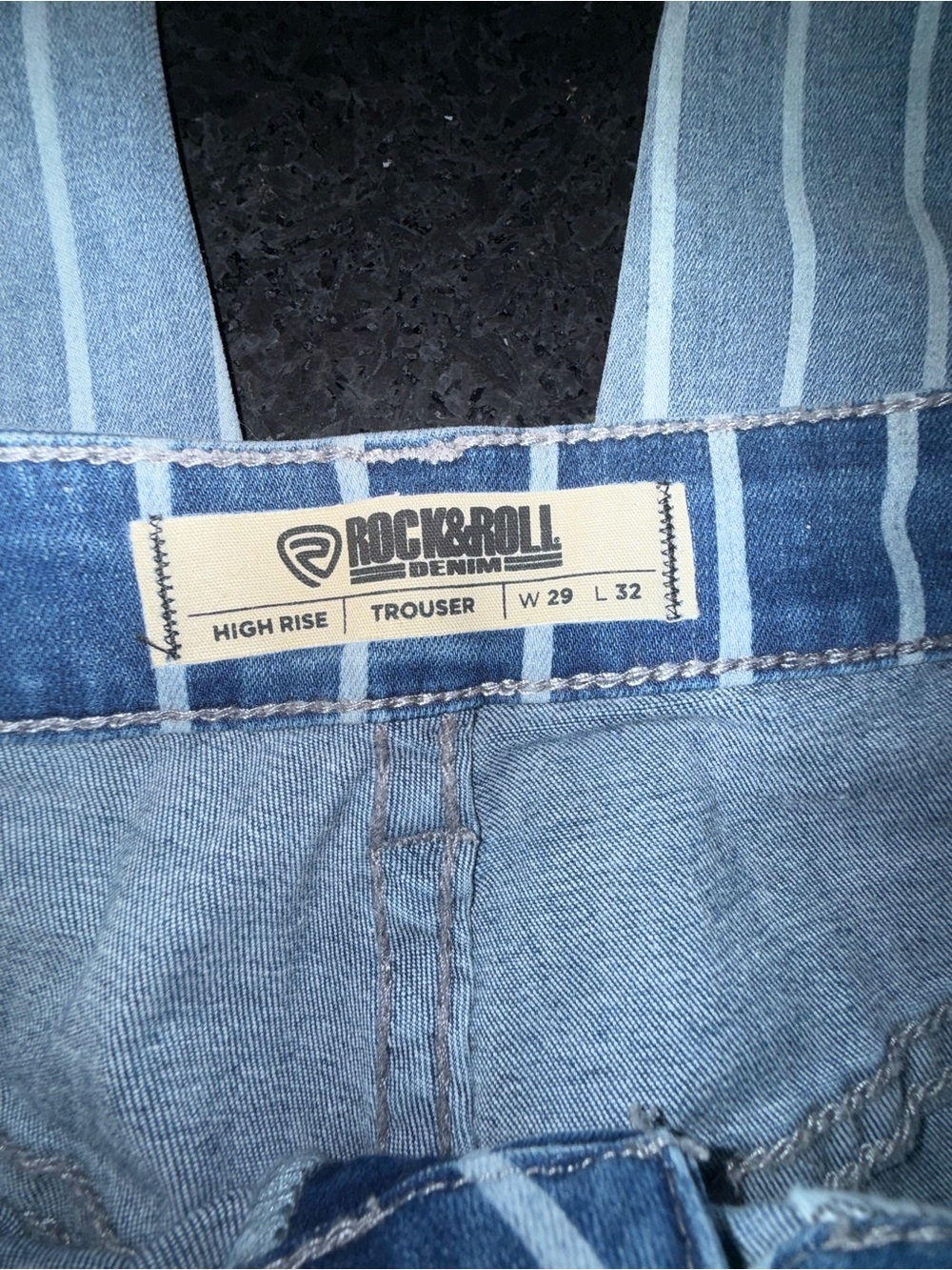 NEW ROCK & ROLL DENIM HIGH RISE EXTRA STRETCH
STRIPED TROUSER FLARE JEANS 29x32 - Picture 12 of 16